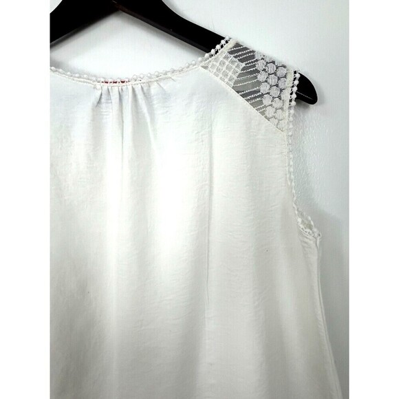 Hailey & Co Womens Sz M Tank Top Cream Ivory Blouse Flowy Embroidered Lace H2 - Picture 8 of 12
